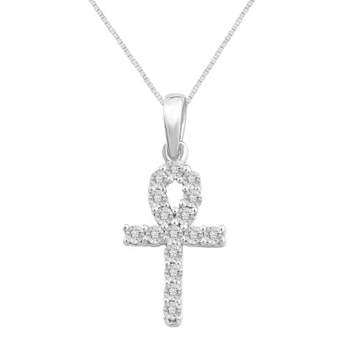 0.05 Ct. T.w. Diamond Ankh Cross Pendant In 10Kt White Gold