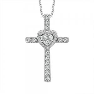 0.25 CT. T.W.  CROSS HEART PENDANT In 10KT Gold
