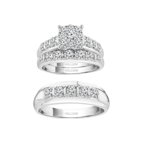 3/5 Ct. T.w. Diamond Trio Ring Set In 14Kt White Gold
