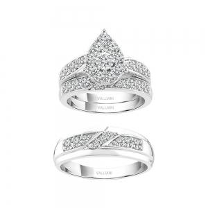 3/5 Ct. T.w. Diamond Pear-shaped Trio Set Ring In 14Kt White Gold