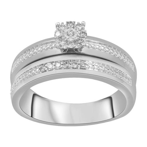 0.18 Ct. T.w. Diamond Trio Bridal Ring Set Bridal Ring In 10Kt White Gold