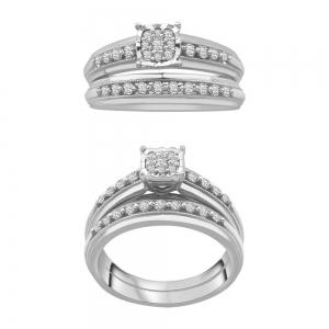 1/2 Ct. T.w. Diamond Trio Ring Set In 10Kt White Gold