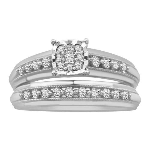 1/2 Ct. T.w. Diamond Trio Ring Set In 10Kt White Gold