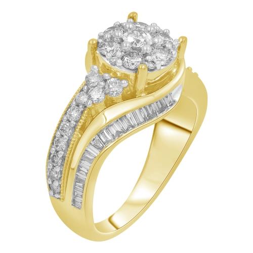 Everlasting Love® Cluster Bypass Diamond Fashion Ring - 1.60 Ct. T.w. in 14K Yellow Gold