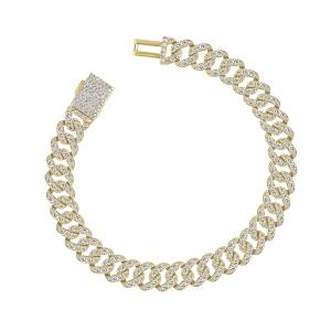 Novello Lab-grown Diamonds Cuban Link Men's Bracelet 5.90 Ct. T.w. in 14K Yellow Gold