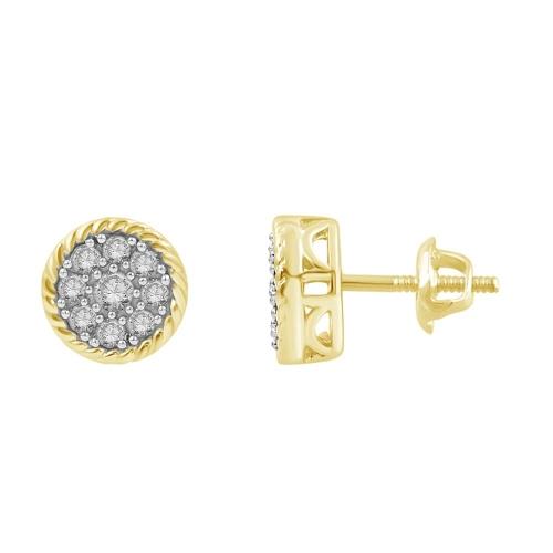 0.35 Ct. T.w. Diamond Round Cluster Stud Earrings In 14Kt Yellow Gold
