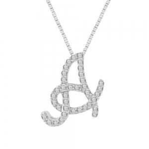 Novello Lab-grown Diamonds Letter A Initial Pendant 0.25 Ct. T.w. in 10K White Gold