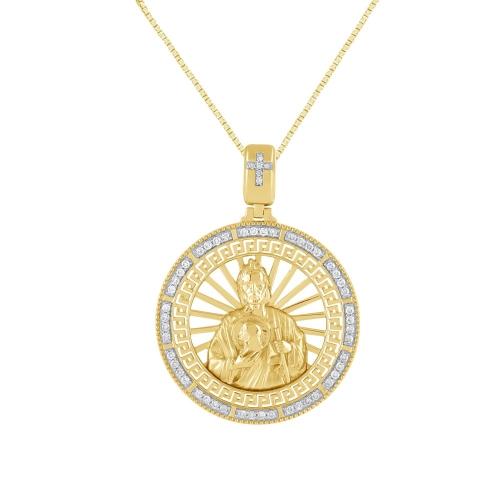 1/2 Ct. T.w. Diamond Saint Jude Pendant In 14Kt Yellow Gold
