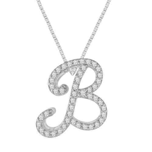 Novello Lab-grown Diamond Letter B Initial Pendant 0.25 Ct. T.w. in 10K White Gold