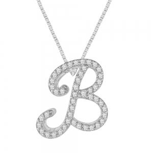 Novello Lab-grown Diamond Letter B Initial Pendant 0.25 Ct. T.w. in 10K White Gold