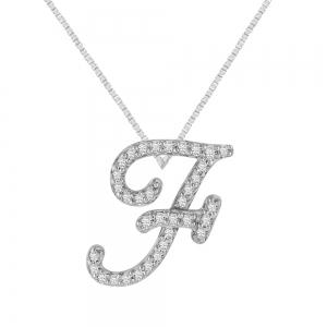 0.16 CT. T.W. DIAMOND  INITIAL " F "  PENDANT IN 10K GOLD