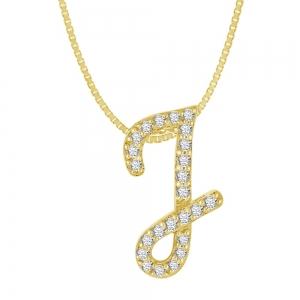 Novello Lab-grown Diamonds Letter J Initial Pendant 0.13 Ct. T.w. in 10K Yellow Gold
