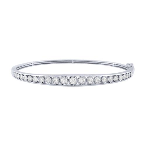 Diani® 27-stone Channel-set Illusion Bangle - 1.25 Ct. T.w. in 14K White Gold