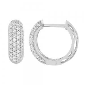 1/2 Ct. T.w. Diamond Pave Hoop Earrings In 14kt 14kt White Gold