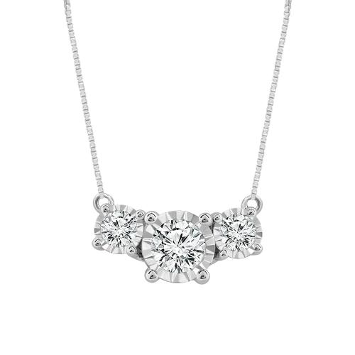 0.26CT. T.W. DIAMOND 3-STONE ILLUSION FANCY NECKLACE IN 14K GOLD