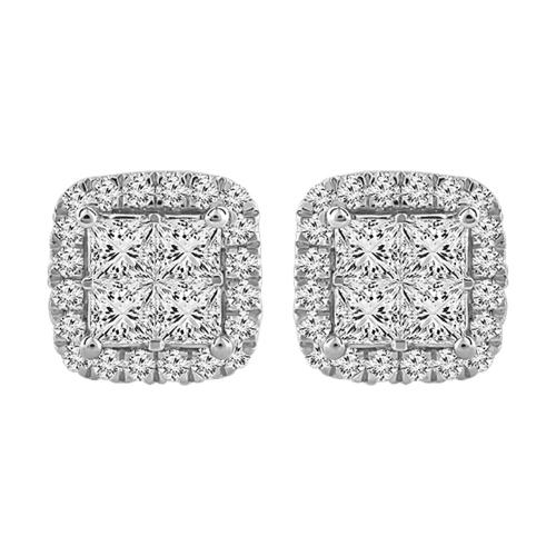 Diani® Princess-cut Halo Earrings - 2 Ct. T.w. in 14K White Gold