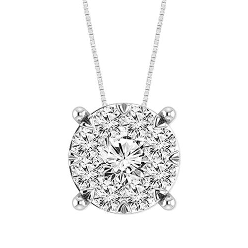 4/5 Ct. T.w. Lab-grown Diamond Cluster Pendant Novello In 14Kt White Gold