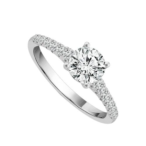 1 Ct. Center & 1.4 Ct. T.w. Lab-grown Diamond Solitaire Ring - Novello In 14Kt White Gold