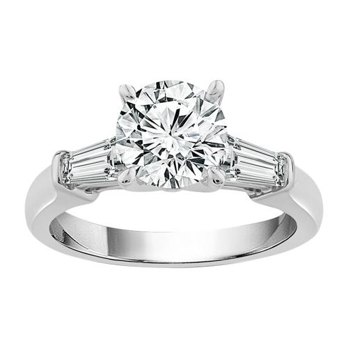 1 Ct. Center & 1/4 Ct. T.w. Lab-grown Diamond Round Brilliant Cut Tapered Baguette Bridal Ring - Novello In 14Kt White Gold