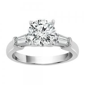 1 Ct. Center & 1/4 Ct. T.w. Lab-grown Diamond Round Brilliant Cut Tapered Baguette Bridal Ring - Novello In 14Kt White Gold