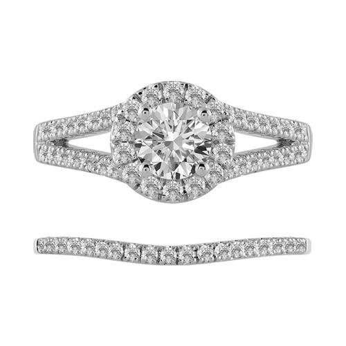 "Novello-Collection" 0.50 CT. CENTER AND 1.00 CT. T.W. LABGROWN ROUND HALO SPLITSHANK SET IN 14K GOLD