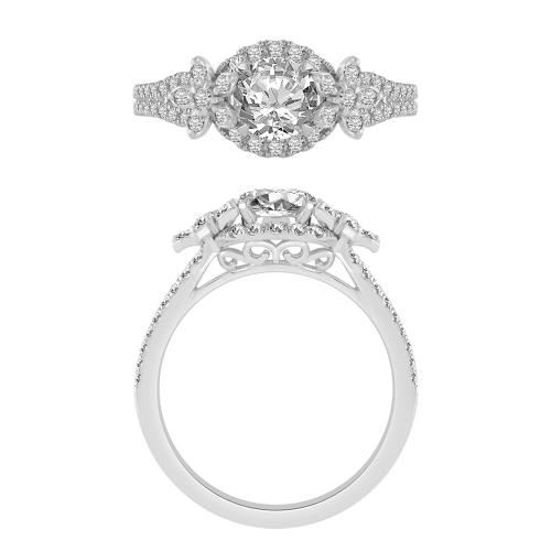 3/4 Ct. Center & 1.2 Ct. T.w. Lab-grown Diamond Crown Engagement Ring - Novello In 14Kt White Gold