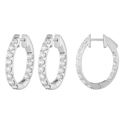 3 Ct. T.w. Lab-grown Diamond Round Huggie Hoop Earrings - Novello In 14kt White Gold