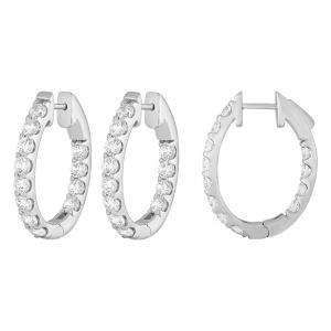 3 Ct. T.w. Lab-grown Diamond Round Huggie Hoop Earrings - Novello In 14kt White Gold