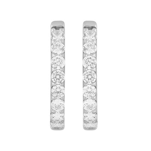 3 Ct. T.w. Lab-grown Diamond Round Huggie Hoop Earrings - Novello In 14kt White Gold