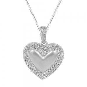 3/4 CT T.W. Diamond Heart 2 Row Border Pendant In 14KT White Gold
