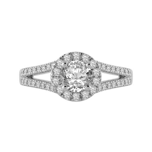 Diani® Brilliant-cut Halo Bridal Ring Set - 1 Ct. T.w. in 14K White Gold
