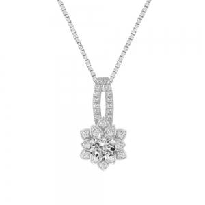 3/4 Ct. Center & 1 Ct. T.w. Lab-grown Diamond Flower Pendant Novello In 14Kt White Gold