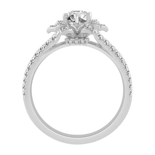 0.6 Ct. Center & 1.1 Ct. T.w. Lab-grown Flower Split Shank Engagement Ring - Novello In 14Kt White Gold