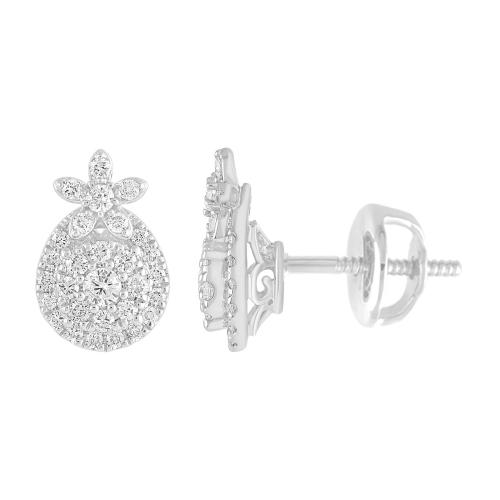 1/2 Ct. T.w. Lab-grown Diamond Round Flower Stud Earrings - Novello In 14Kt White Gold