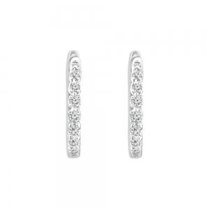 0.15 Ct. T.w. Lab-grown Diamond Round Huggie Hoop Earrings - Novello In 14kt White Gold