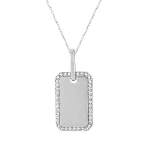 0.16CT. T.W. DIAMOND DOG-TAG MIRROR PENDANT IN 14K GOLD