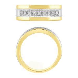 Novello Lab-grown Diamonds 9-Stone Princess-Cut Milgrain Men's Fashion Ring 0.50 Ct. T.w. in 14K Yellow White Gold