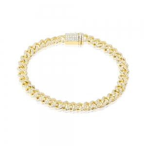 3.5 Ct. T.w. Lab-grown Single Row Cuban Men's Bracelet - Novello In 10Kt Yellow Gold