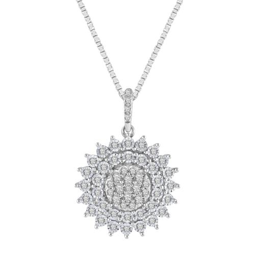 Diani® Flower Cluster Pendant - 0.50 Ct. T.w. in 14K White Gold