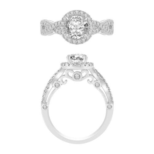 "Novello-Collection" 1.00 CT. CENTER AND 1.50 CT. T.W. LABGROWN DIAMOND ROUND CNTR INFINITY HALO BRIDAL RING IN 14K GOLD