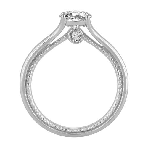 "Novello-Collection" 1.00 CT. CENTER AND 1.15 CT. T.W. LABGROWN DIAMOND RBC CNTR BRIDAL RING IN 14K GOLD