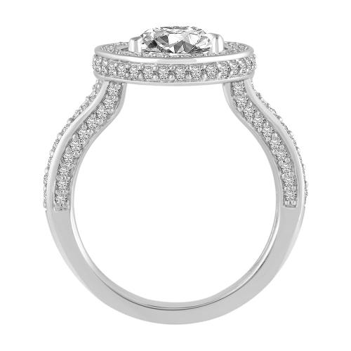 "Novello-Collection" 2.00 CT. CENTER AND 2.85 CT. T.W. LABGROWN DIAMOND PEAR HALO BRIDAL RING IN 14K GOLD