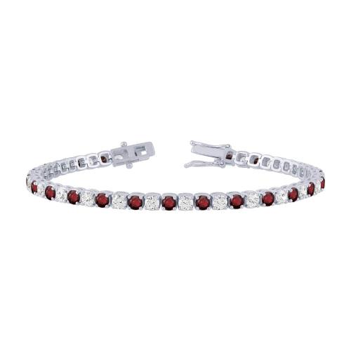 Ruby and Diamond Tennis Bracelet - 3.50 Ct. T.w. in 10K White Gold