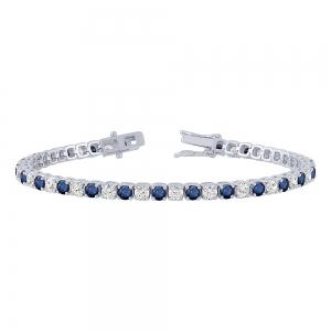 Sapphire and Diamond Tennis Bracelet - 3.50 Ct. T.w. in 10K White Gold