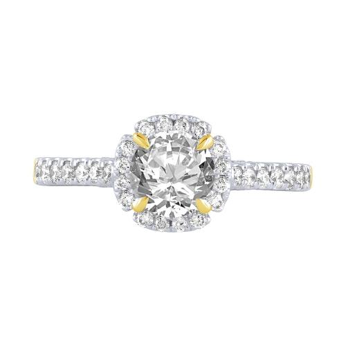 "Novello-Collection" 1.00 CT. CENTER AND 1.55 CT. T.W. LABGROWN CNTR ROUND HALO BRIDAL RING IN 14K GOLD