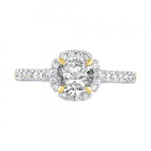 "Novello-Collection" 1.00 CT. CENTER AND 1.55 CT. T.W. LABGROWN CNTR ROUND HALO BRIDAL RING IN 14K GOLD