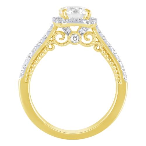 "Novello-Collection" 1.00 CT. CENTER AND 1.55 CT. T.W. LABGROWN CNTR ROUND HALO BRIDAL RING IN 14K GOLD