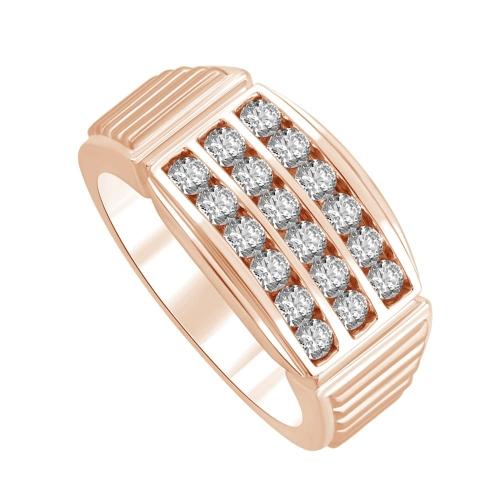 Ultimate Value® Lab-grown Diamonds 3-Row Channel-set with Ribbed Shoulders Men's Fashion Ring - 0.50 Ct. T.w. in 10K Rose Gold