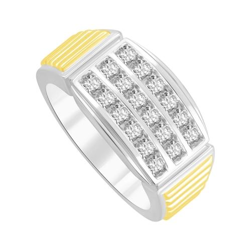 Ultimate Value® Lab-grown Diamonds 3-Row Channel-set with Ribbed Shoulders Men's Fashion Ring - 0.25 Ct. T.w. in 10K White Yellow Gold
