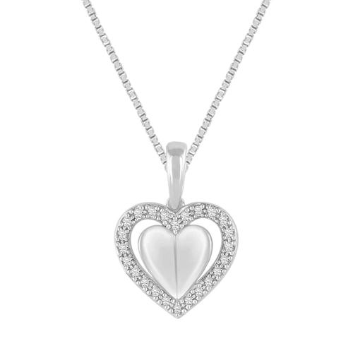 Novello Lab-grown Diamonds Shimmer Halo Heart Pendant - 0.10 Ct. T.w. in 10K White Gold